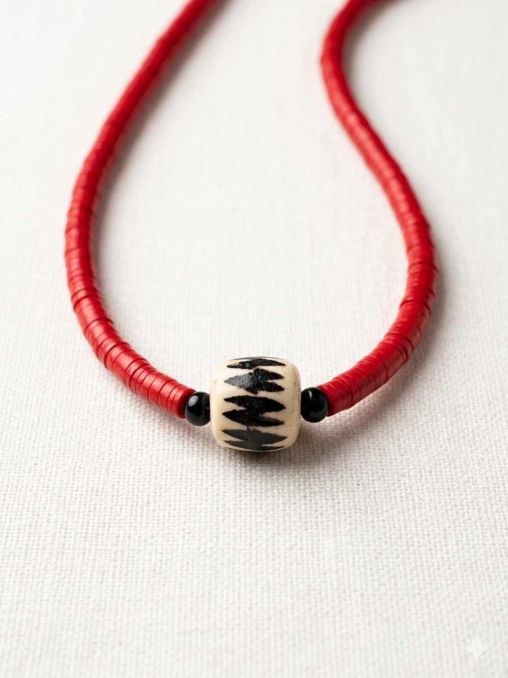 African batik bone bead necklace